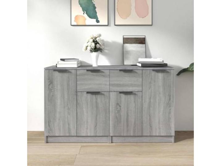 RJPLMFV Anrichte, 2 Stück, Sonoma, Grau, 60 x 30 x 70 cm, Holz Leicht zu reinigen, feuchtigkeitsbeständig, geräumige Aufbewahrung, robuste Oberseite für Dekoration