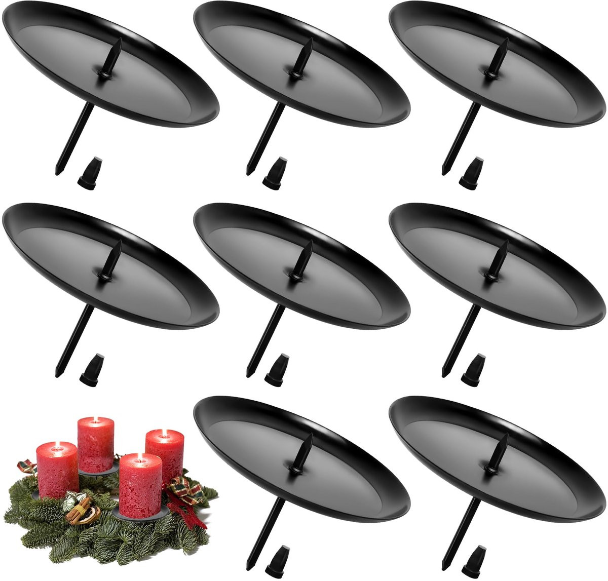 Unyqoos Set van 8 metalen kaarsenhouders voor adventskransen