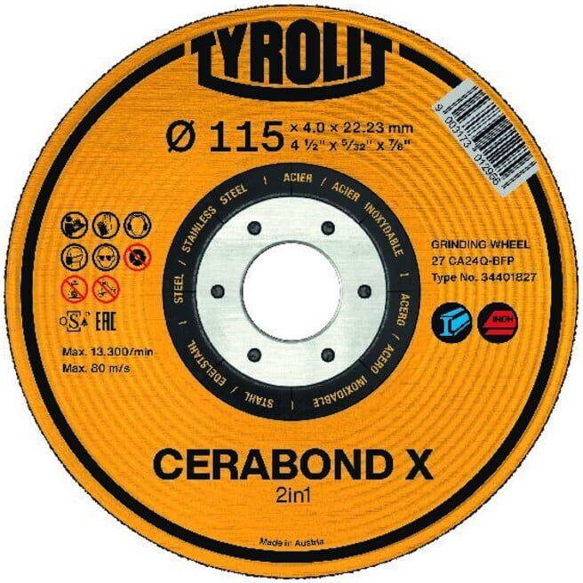 TYROLIT Disque à ébarber CERABOND X 230x4mm CA24Q-BFK (34401852)