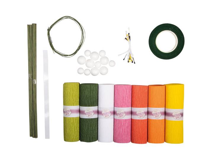 Krepppapier Blumen Set, Box sortiert