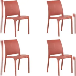 Stapelbarer Stuhl aus Kunstharz, hergestellt in Italien, Design für drinnen und draußen, SOFIA Red, 4-tlg