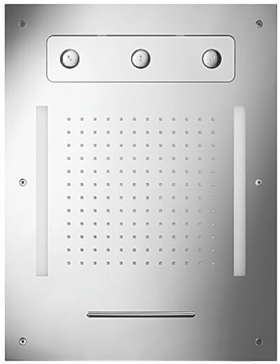 Herzbach Living Spa iX Farblicht-Regenbrause 11.663480.2.09 630x480mm, Regen/Spin-Jet/Schwall, Edelstahl gebürstet