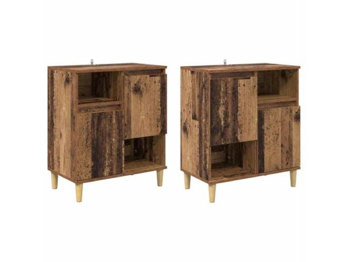 HGFDVCMR Sideboard 2er Set Altholz 60x35x70 cm Holzwerkstoff Kommode Vielseitiges Schrank-Doppelpack in Altholz-Optik für Wohnbereich und Esszimmer mit geräumigen Fächern.