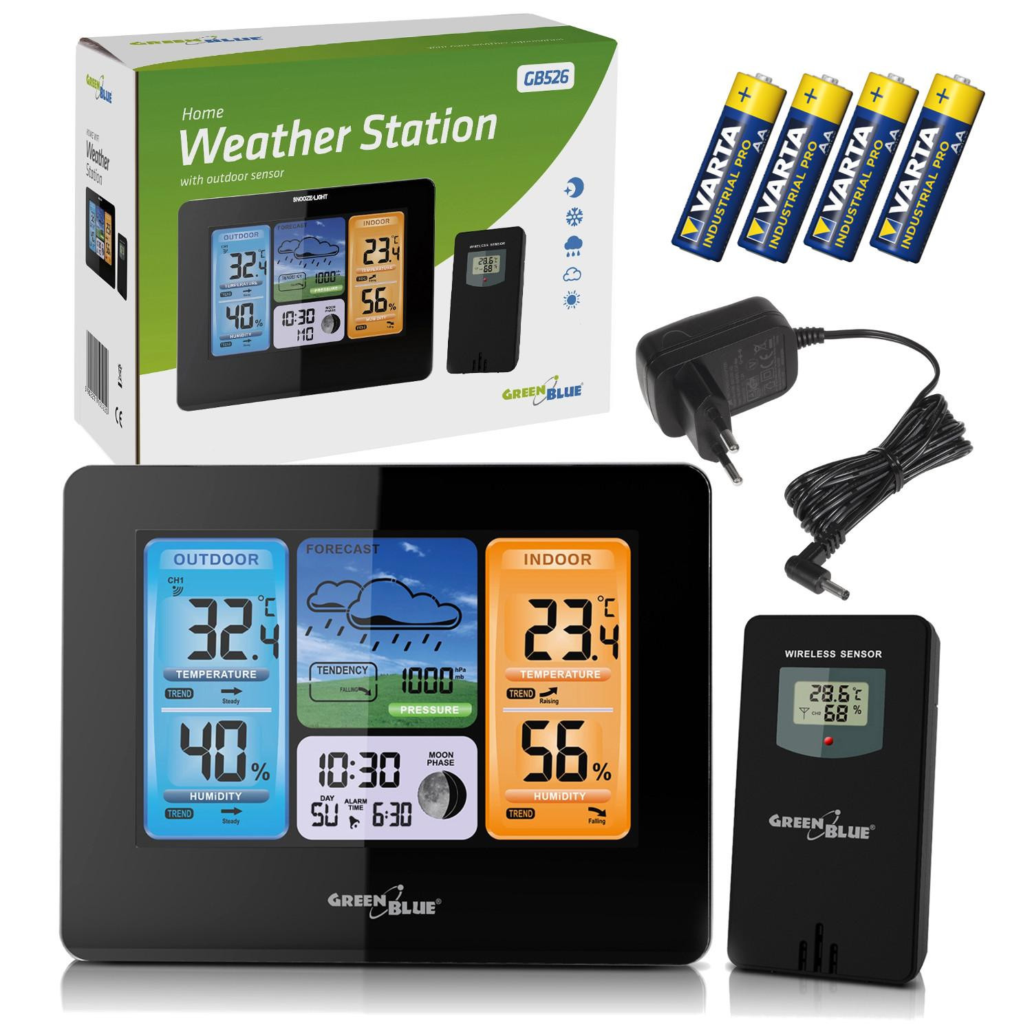 GreenBlue Funkweerstation GB526 met DCF-tijd en maanfasen