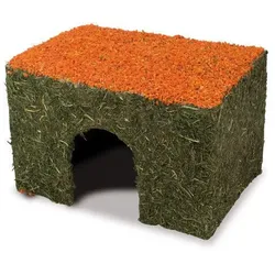 JR FARM Nager Heu-Haus mit Karotten Kleintiersnack / Zubehör Mittel (ca. 350g)