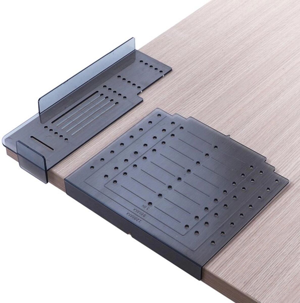 INF Bohrschablone für Schrank- und Schubladengriffe, ABS-Mehrloch-Positionierschablone, 2-teiliges Set