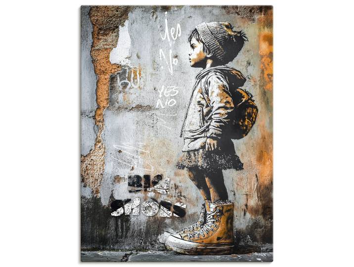 Wandbild ARTLAND Grosse Schuhe , orange (farbe bild(er): grau), B:60cm H:80cm, Bilder, Wandbild, als Alubild, Leinwandbild, Poster, Wandaufkleber in verschied. Grössen