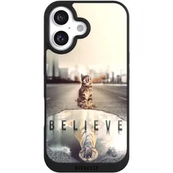 Nivocase Handyhülle für Apple iPhone 16 Hülle NIVOpure Case Schwarz Motivation Tiere Tiger (Apple iPhone 16), Smartphone Hülle, Schwarz