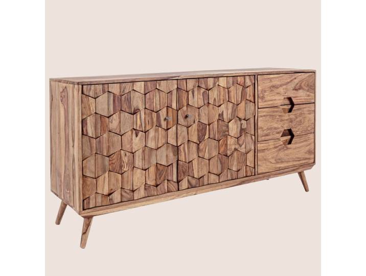 Buffet bas vintage en bois 2 portes et 3 tiroirs l145