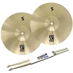 Stagg Becken SH-HM13R Medium Hi-Hat mit Schlagzeugstöcken (13", Becken), Becken