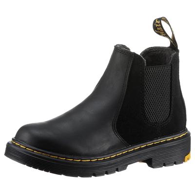 Chelseaboots DR. MARTENS "2976 J", Mädchen, Gr. 34, Synthetik Textil, schwarz, Elastischer Einsatz, Leder, Schuhe Chelseaboots, mit Stretcheinsatz