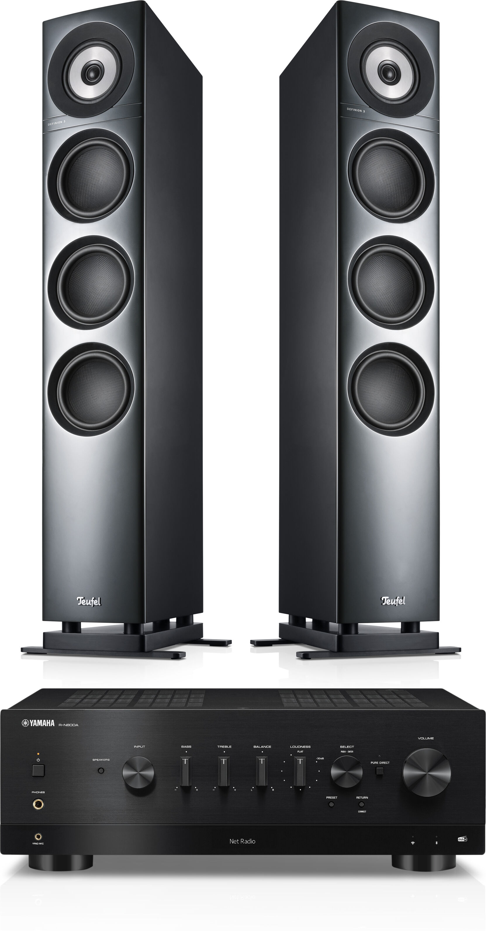 Teufel DEFINION 3 + Yamaha R-N800A Anthrazit