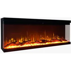 Divina Fire Elektrischer Wandkamin, 3-seitiger Einbaukamin, BOSTON100 L101,6 x T20 x H44