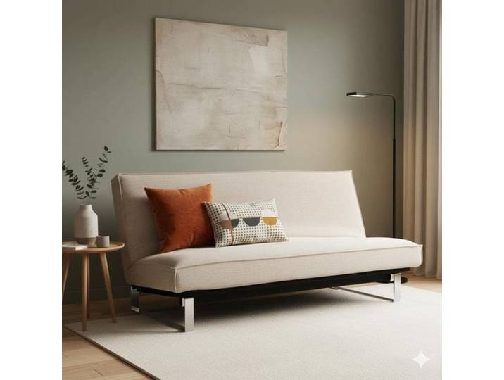 Schlafsofa Astoria Webstoff/Cord mit Lattenrost und Stauraum Mischgewebe 90x200x100cm Sand