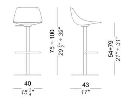 Lapalma Miunn S104 Barhocker (Edelstahl, eckige Basis, höhenverstellbar, Eiche g... Edelstahl | eckige Basis | höhenverstellbar | Eiche gebleicht S104VS