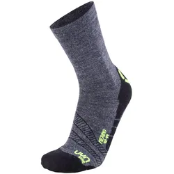 UYN Cycling Merinowolle Fahrradsocken Herren anthrazit/yellow fluo 35-38