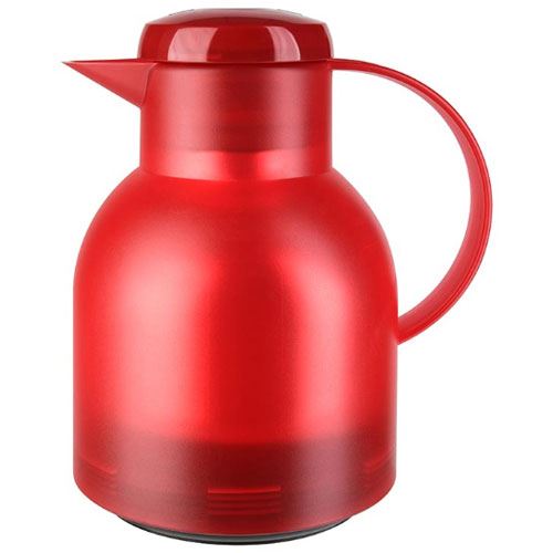 Emsa SAMBA Isolierkanne, 1 Liter (rot/transparent, QUICK PRESS Verschluss)