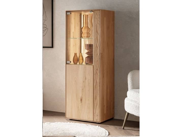 Highboard inkl. Beleuchtung 51x142cm 'Kingston' Wildeiche massiv Linksanschlag