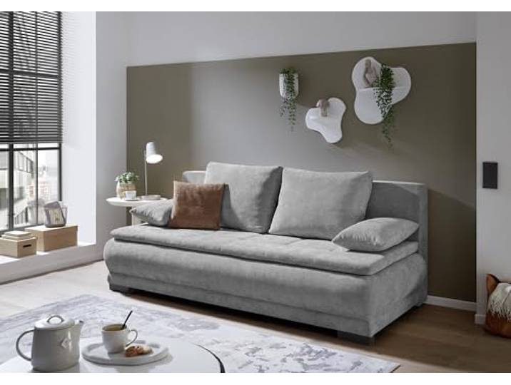 Liam Schlafsofa in grau – Modernes Design mit Bonell-Federkern, Bettkasten & Schlaffunktion für höchsten Komfort im Wohn- und Gästebereich