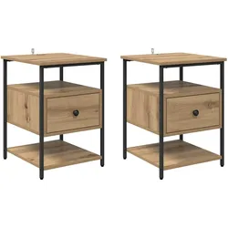 vidaXL Nachttisch 2 pcs Eiche handwerklich 40 x 42 x 56 cm