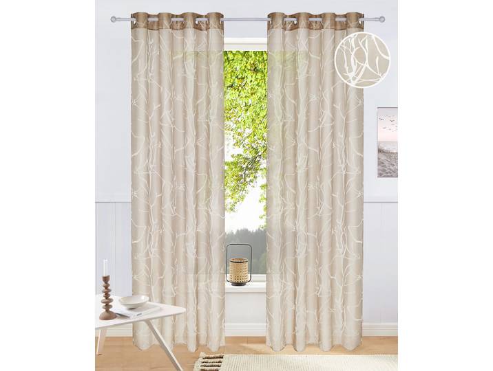 Gardine GOODPRODUCT Anna, 1 Stück, halbtransparent, Äste-Motiv Gr. 5, beige (taupe), B:140cm H:265cm, Ausbrenner, Polyester, Viskose, Gardinen, Gardine, Bestseller, Äste-Motiv, Viskose, Polyester