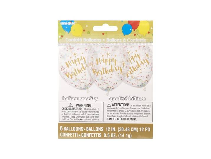Ballone mit Konfettis Happy Birthday 6 Stück