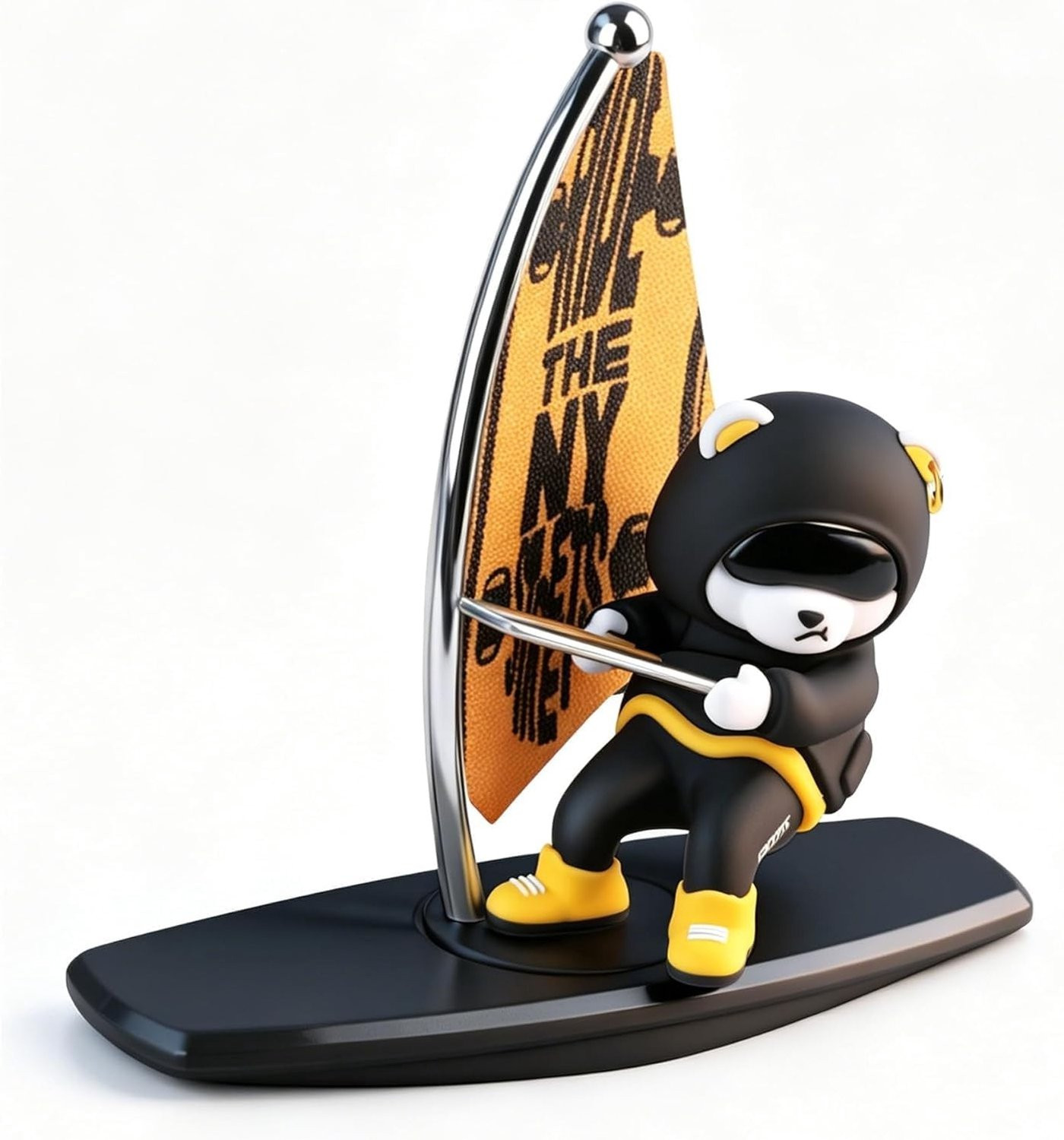Wobble Figure Surfender Bear met luchtverfrisser voor in de auto, zwart