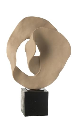 J-Line Abstracte Decoratie op Sokkel - Beige/Zwart - Polyresin