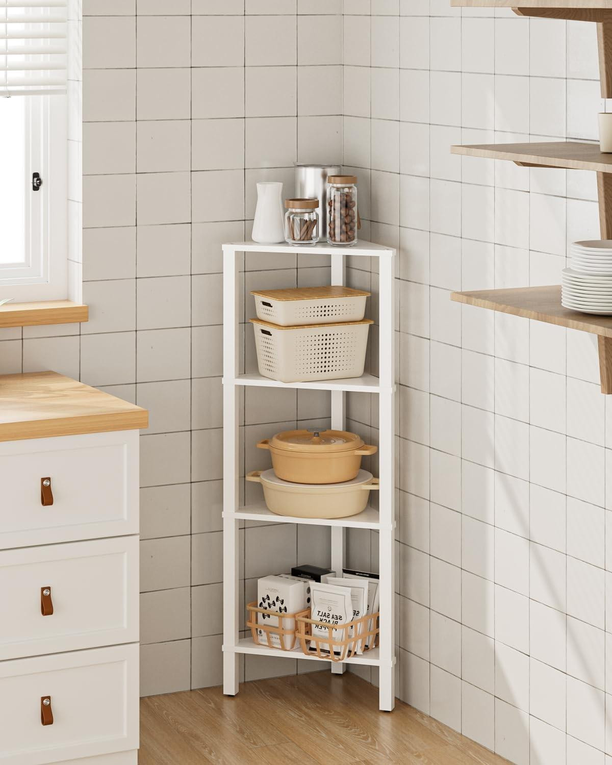 Ruimtebesparende hoekrek met 4 niveaus voor de woonkamer, slaapkamer of keuken