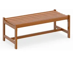 COSTWAY 2er Set wetterfeste Holz-Gartenbänke, 2‐Sitzer, für Garten & Balkon, 112×51×41,5 cm, Natur