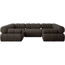 WOHNLANDSCHAFT modulares Sofa Birno-U1 - 285x190x70 cm Braun Velours