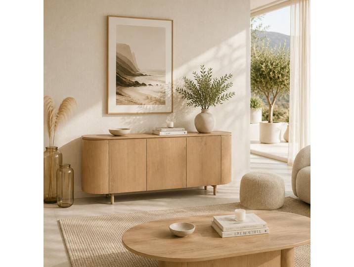 Buffet Design En Chêne Clair 3 Portes Loren