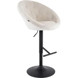 CLP Barhocker London Samt schwarz - Farbe: creme, Gestellfarbe: schwarz