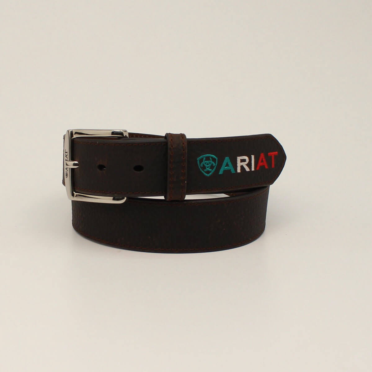 Men's Mexico embossed logo belt in Brown Leather, Size: 32 by Ariat