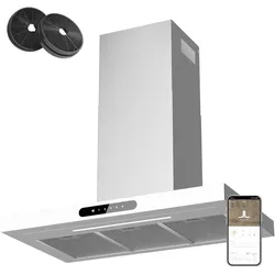 CIARRA Dynamic A+++ 709 m3/h Dunstabzugshaube 90 cm Abzugshaube WIFI APP SensorTouch Bedienung Wandhaube Edelstahl Glas Weiß VM9102W