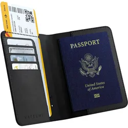Satechi Vegan-Leather Passport Wallet with Find My Black