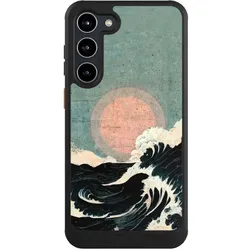 Nivocase Hülle für Samsung Galaxy S23+ Handyhülle NIVOcore Case Schwarz Kunst Meer Welle (Samsung Galaxy S23+), Smartphone Hülle, Schwarz