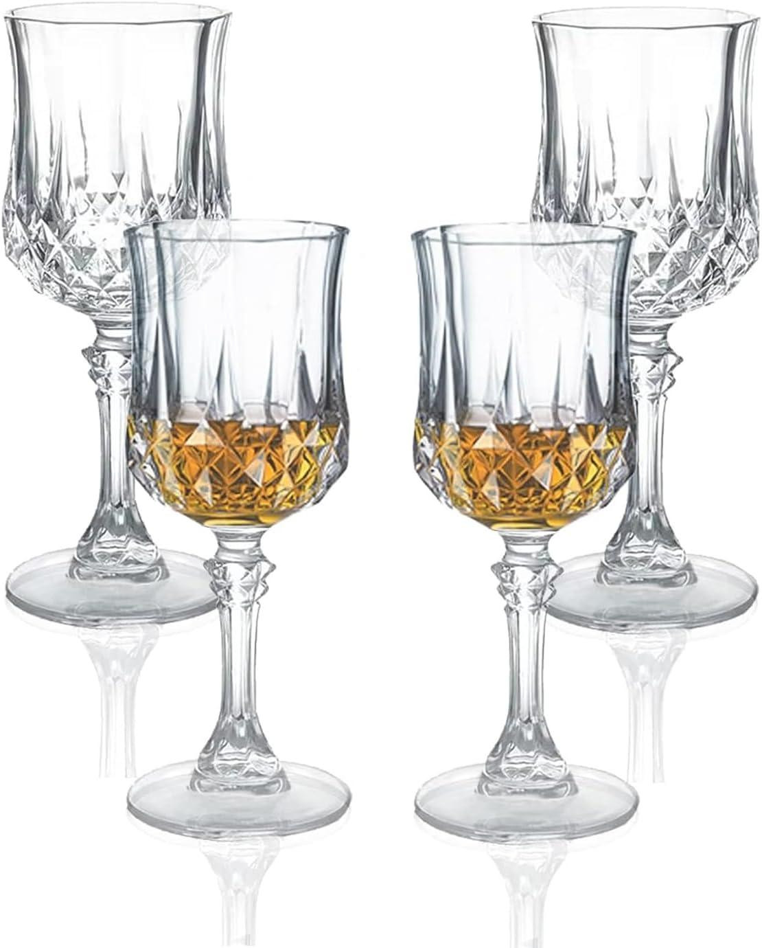 Set van 4 herbruikbare plastic wijnglazen van 220 ml