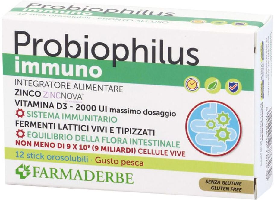 FARMADERBE Srl PROBIOPHILUS IMMUNO 12STICKPAC
