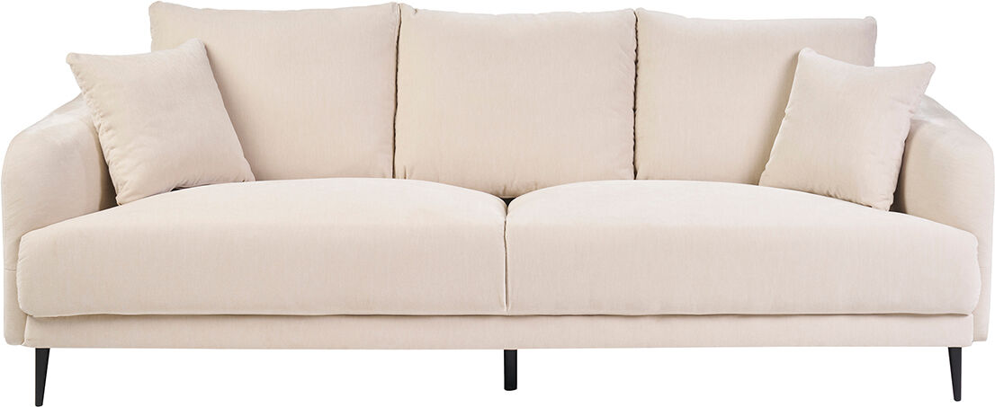 Miliboo Design-Sofa mit 3 Plätzen in beige-velours-Effektgewebe und schwarzem Metall JERRY
