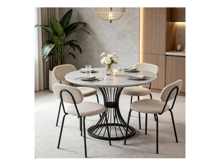 MC Star Stuhl Eleganter Stuhl mit Schlanke Metallbeinen,Beistellstuhl (Esszimmerstuhl mit Gepolstertem Sitz und Rückenlehne(nur mit 4pcs Stuhle)