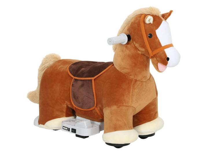 Aiyaplay Kinder Elektroauto in Pferdform, 6V Kinderfahrzeug mit Musik, Fußpedal Braun, 34x51x74 cm, unisex, Freizeit & Co, Gartenspielzeug, Kinder-Elektrofahrzeuge