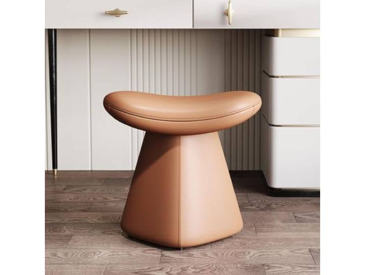 Schminktisch Stuhl, Make Up Hocker für Schlafzimmer, Sitz Drehbar oder Fest Kunstleder Polsterhocker, Schminkhocker Kompakt ohne Lehnen, Modern Kosmetikhocker