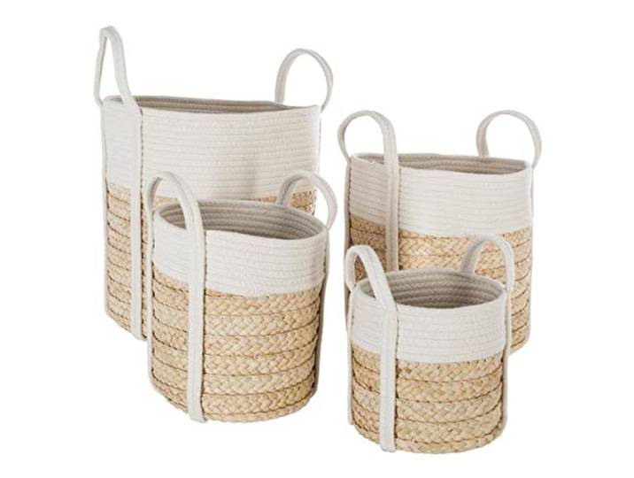 Atmosphera - Lot de 3 paniers avec anses Coton Naturel