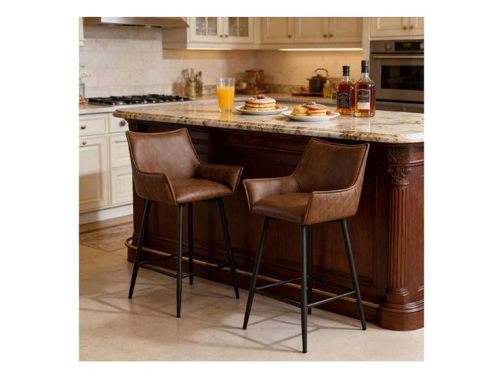 MC Star Stuhl Essstühl mit gebogenen Armlehnen und Rückenlehne (Vintage-Design-Bar-Stuhl,Ergonomischer Bar-Hocker,Chat-Stuhl(Nur Set von 2 Bar Hocker)