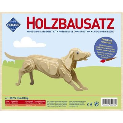 PEBARO 852/7 - Holzbausatz Hund, 37 Teile, Holzkonstruktion zum Zusammenstecken