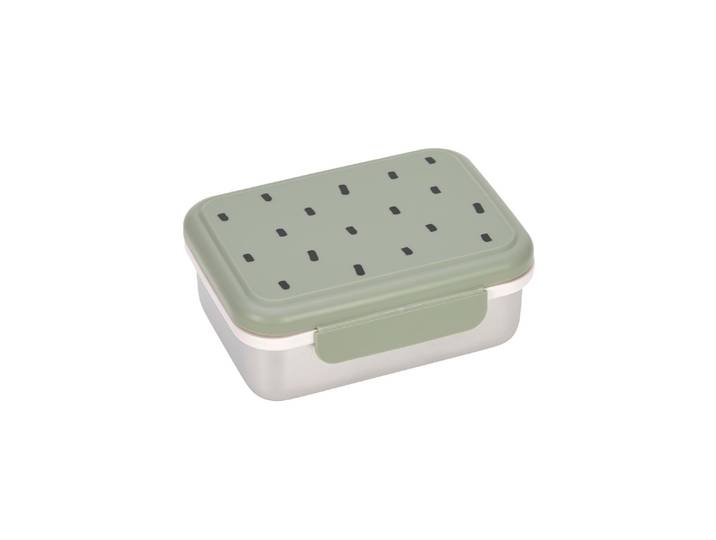 Lunchbox LÄSSIG Edelstahl Happy Prints Olivgrün , grün (olivgrün), B:6,9cm H:13,3cm L:17,3cm, Metall, Lebensmittelaufbewahrungsbehälter, Lunchbox