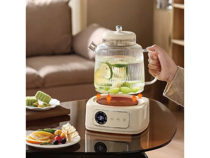 Bouilloire de santé 1,5 l, réglage de la température, machine à thé en verre, multifonction, rendez-vous au bureau, théière à fleurs, tasse chaude électrique Portable