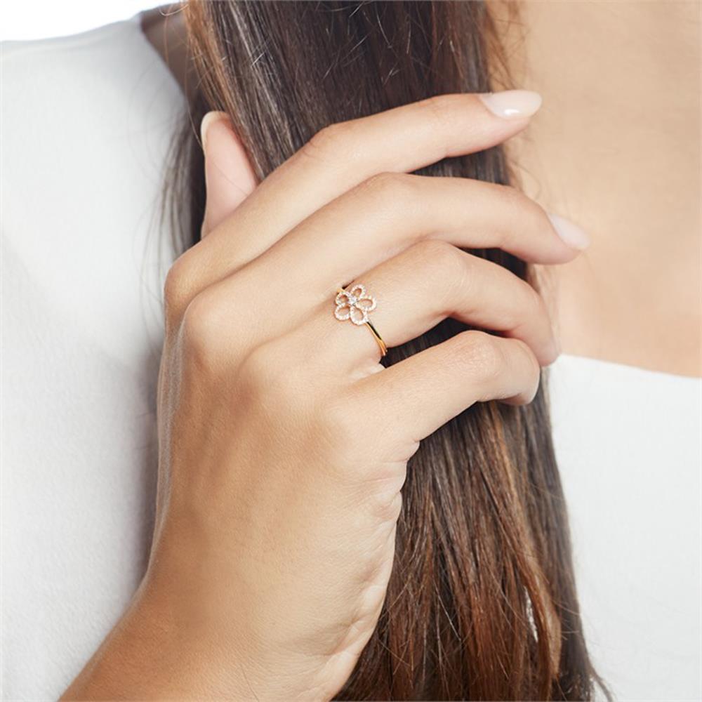 Unique 14K Goldring Blüte mit Diamanten gold