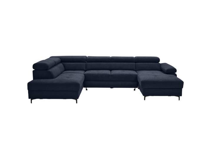 Stylife Wohnlandschaft Combo, Dunkelblau, Metall, 5-Sitzer, Ottomane links, U-Form, 333x206 cm, Made in EU, Liegefunktion, Rücken echt, Wohnzimmer, Sofas & Couches, Wohnlandschaften, Wohnlandschaft U-Form